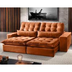 Sofá 3 Lugares Retrátil E Reclinável Bruna 2.30m Veludo Terracota Terracota