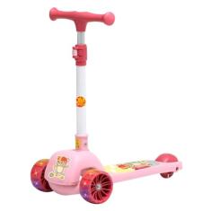DM Toys Patinete Infantil Ajustável Lean-to-Steer 3 Rodas com Led até 50kg Fofo Rosa