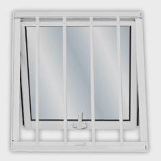 Janela de Alumínio Maxim-ar 50x50cm com Grade e Vidro Mini Boreal Soft mgm Branco