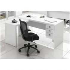 Mesa para Home Office com 03 Gavetas Branco Tecno Mobili