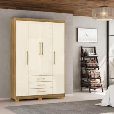 Guarda-Roupa Solteiro 4 Portas e 3 Gavetas Madri - Vila Rica