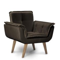 Poltrona Argus Base Palito 01 Lugar Bisart, Marrom