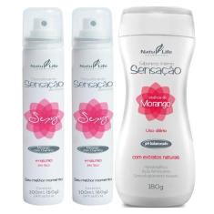 Kit 2 Desodorante Íntimo Sexy Morango com Chantilly + 1 Sabonete Íntim