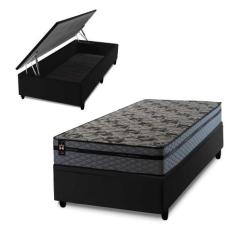 Conjunto Box Baú Montreal Cinza 88x188x71 c/ Molas Ensacadas - King Ho