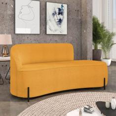 Sofá 3 Lugares Orgânico 180cm Pé Ferro Preto Morgan Bouclê Mostarda - 