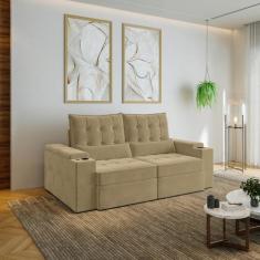 Sofá Retrátil Reclinável 3 Lugares 200cm Porta Copos e USB Embaúba Ext