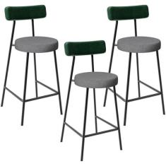 Kit 03 Banquetas Baixa Cozinha E Sala Jantar Bancada Milão L02 Facto V