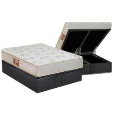 Cama Box Baú King: Colchão Espuma D33 Castor Sleep Max Relax + Base CR