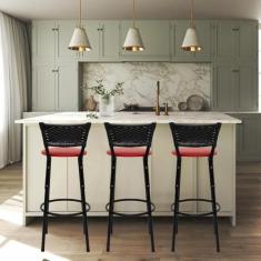 Kit 3 Banqueta Cadeira Alta Cozinha Balcão Bancada Acabamento Da Estru