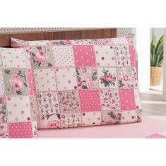 Jogo De Lençol 4 Peças Percal 180 Fios Estampado Rosa