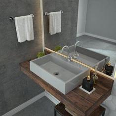 Kit Cuba Rt55 com Torneira 1198 Metal e Válvula 1 Polegada e Sifão Cromado e Flexível Compace Cinza