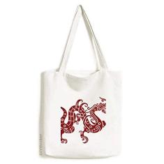 Bolsa de lona de dragão chinês com retrato de animal bolsa de compras casual