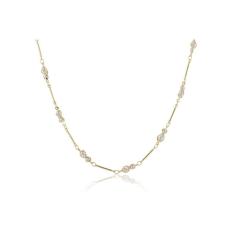 Colar Com Mini Pérolas Na Corrente Folheado Em Ouro 18k