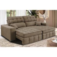 Sofá Retrátil e Reclinável 2,00m Molas Ensacadas e Costura Tripla Cama inBox Nobre. Suede Velusoft