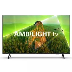 Smart TV 55 Philips Ambilight  4K Google TV Comando de Voz Dolby Vision Atmos VRR - Prata