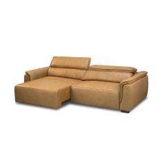 sofá 3 lugares retrátil e reclinável laurent molas ensacadas couro marrom claro 220 cm