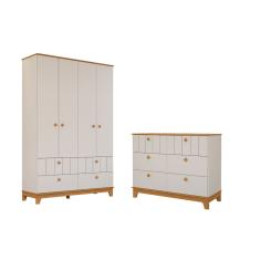 Guarda Roupa e cômoda Retro Permobili Biscoito MDF