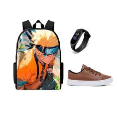 Bolsa Escolar lançamento Juvenil Mais Tenis Casual E Relogio Digital N