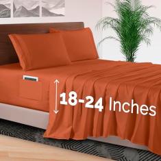 Elegant Comfort Jogo de cama de 4 peças - Roupa de cama de luxo 1500 microfibra de qualidade premium de hotel, elástico em toda a volta, lençol com elástico 45-61 cm - Lençóis com bolso extra