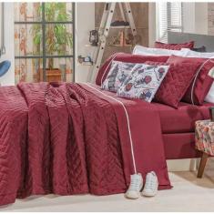 Kit Cobre Leito Capri Vinho Casal Queen 3 Peças - Bordados Ricardo