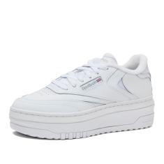 Reebok Tênis feminino Club C plataforma extra, Calçado branco/branco/cinza puro 3, 35