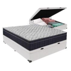 Cama + Box Com Baú Viúva Colchão Ortobom D45 Firme Airtech Cor: branco