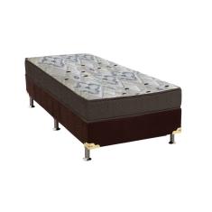 Cama Box Solteiro: Colchão Espuma Ortobom D45/EP Anatômico Fort Tech iso 150 + Base crc Suede Brown(88x188)