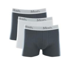 Kit 3 Cuecas Boxer Mash 110.16 Algodão, Chumbo, Branco, Chumbo, P