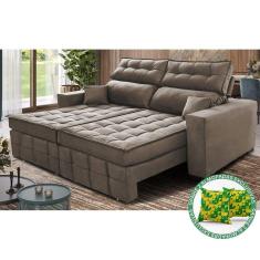 Sofá Retrátil E Reclinável 1,80m Molas Ensacadas E Costura Tripla Cama Inbox Japão Velusoft Castor