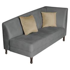 Recamier Heitor 140cm Com Almofada Lado Esquerdo Sintético Cinza Bege