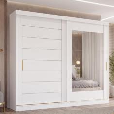 Guarda-Roupa Casal 264cm 2 Portas de Correr com Espelho 100% MDF Siena