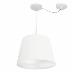 Lustre Pendente Cone Com Desvio de Centro Vivare Md-4276 Cúpula em Tecido 30x40cm - Bivolt