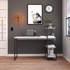 Escrivaninha Mesa Escritório com Estante Alta Estilo Industrial 135cm 