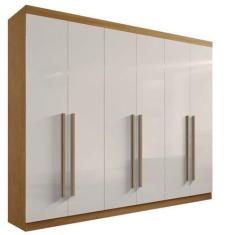 Guarda Roupa Casal 6 Portas 6 Gavetas - Da Vinci Plus-Cinamomo/Off Whi