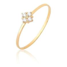 Anel Delicado Com Pedras Zircônias Em Ouro Puro 18k As502 - MAEHLER, 2
