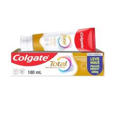 Colgate Creme Dental Anti Tártaro Total, Proteção Antibacteriana Avançada, Limpeza Profunda e Sorriso Saudável, Previne Acúmulo de Tártaro 180g