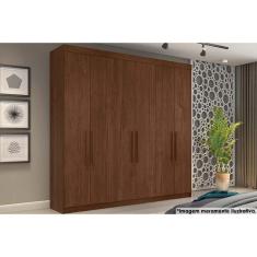 Guarda Roupa Casal França 6 Portas de Bater 4 Gavetas MDF-MDP Marrom Escuro Conquista Móveis