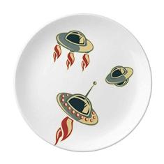 Universo e alienígena Placa de OVNI decorativa de porcelana Salver Prato de jantar