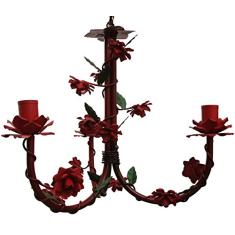 Lustre de Sala de TV Artesanal com Flores de Ferro Rustico Leve