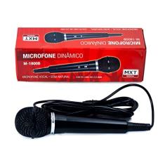 Microfone MXT M-1800B Plastico Preto com Fio 3 Metros OD 4 MM