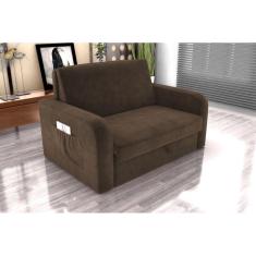 Sofá Cama Daiane Veludo Marrom E426 - Matrix