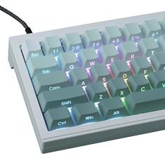 JOMKIZ Teclas PBT, 135 teclas de disparo duplo, conjunto de teclas transparentes com gravação lateral, perfil cereja, teclas retroiluminadas para teclado mecânico Cherry MX Switch ASIN/ISO Layout