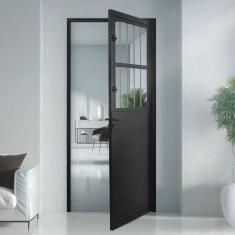 Porta Social Lambril Alumínio 2,10 X 90 Lado Esquerdo Preto Preto