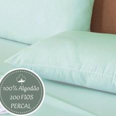 Jogo de Algodão King Percal 200 Fios Lençol com Fronha Cores Neutras D