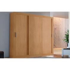 Guarda Roupa 3 Portas de Correr e 4 Gavetas Veneza Naturalle/Ripado 3D - Rufato