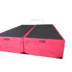 Cama Box Baú King Bipartido Suede Vermelho Com Pistão A Gás - Imperium