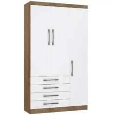 Guarda Roupa Modulado 132cm 3 Portas e 4 Gavetas Paris Luciane Móveis,