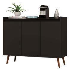 Buffet Aparador Retrô Delux 3 Portas Preto - Moveisaqui