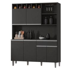 Armário Para Cozinha Ambiente Kit Alice Cinza Fosco - Ajl
