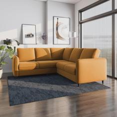 Sofá de Canto 5 Lugares em Veludo Orquídea CabeCasa